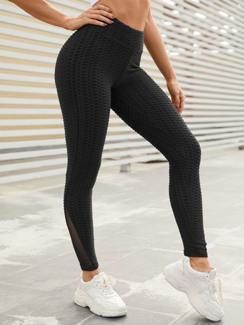 Frauen-sport-vollton-netz-patchwork-stretch-yoga-leggings Mit Hoher Taille