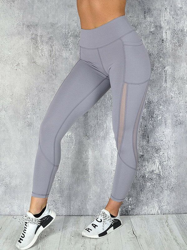 Lässige Mesh-nähte Yoga Running Sport Slim Leggings