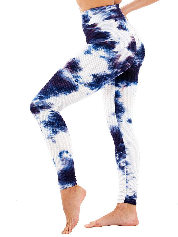 Tie-dye Random Print High Waist Slim Sport Yoga Casual Leggings Für Damen