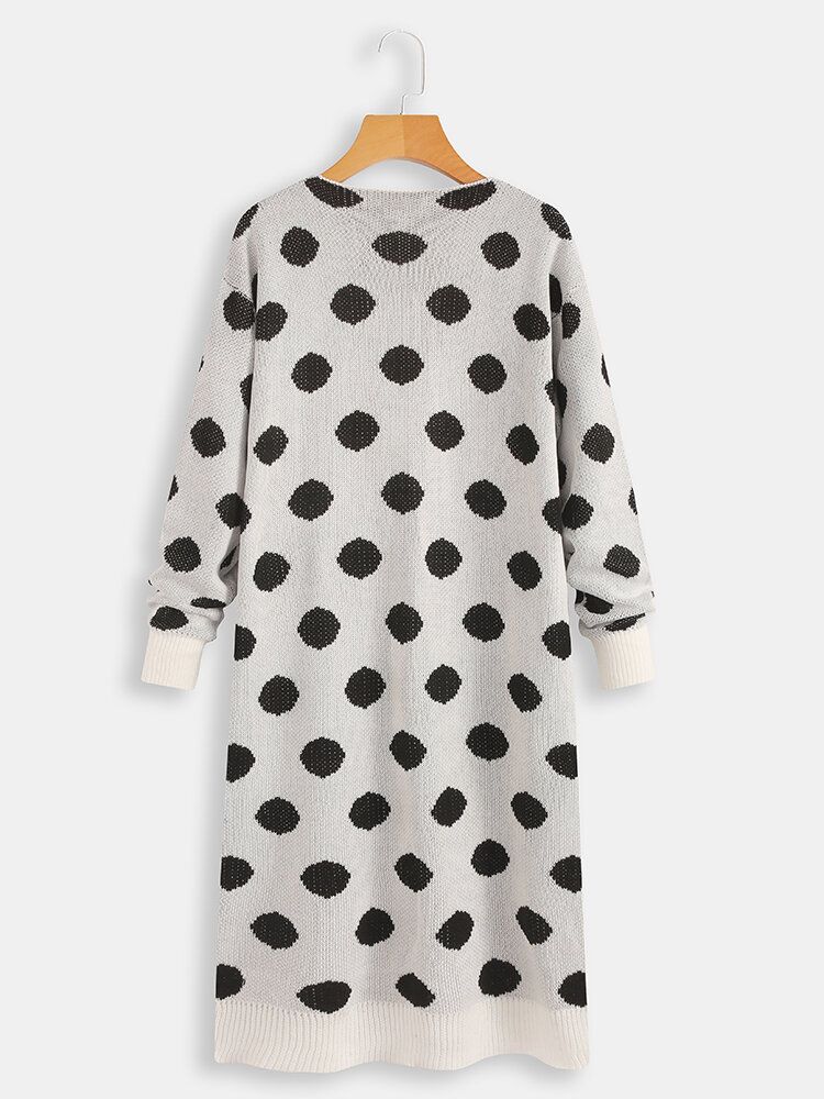 Damen Langarm Polka Dot Print Cardigans