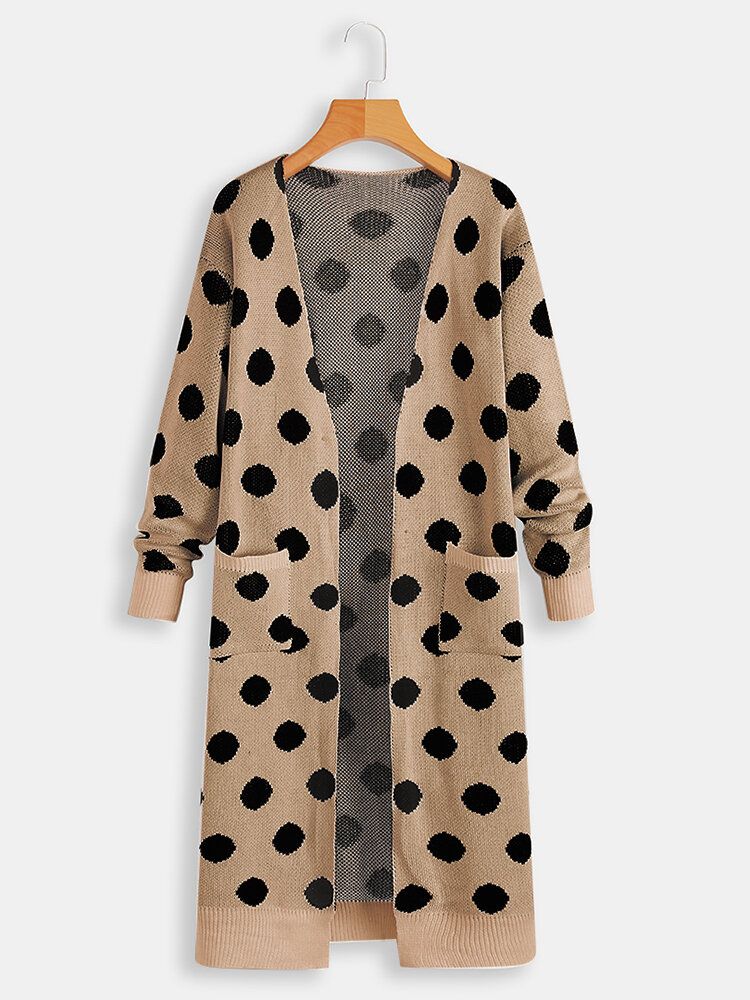 Damen Langarm Polka Dot Print Cardigans