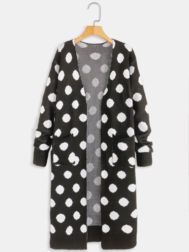 Damen Langarm Polka Dot Print Cardigans