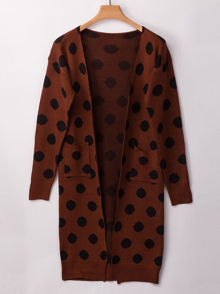 Damen Langarm Polka Dot Print Cardigans