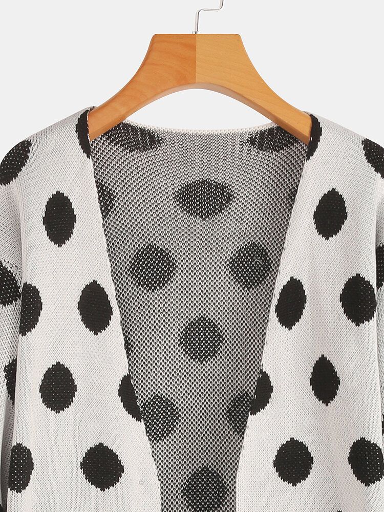 Damen Langarm Polka Dot Print Cardigans