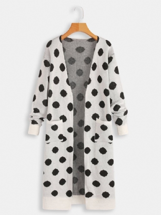 Damen Langarm Polka Dot Print Cardigans