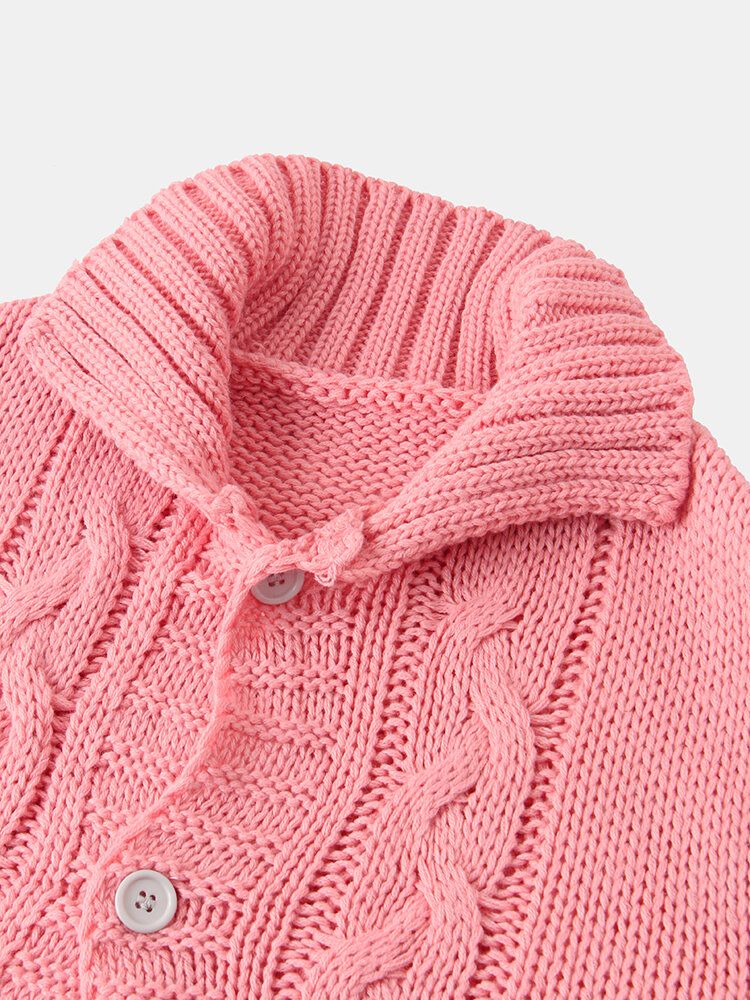 Einfarbiger Jacquard-strickpullover Für Damen Mittellang Mit Kapuze Und Tasche