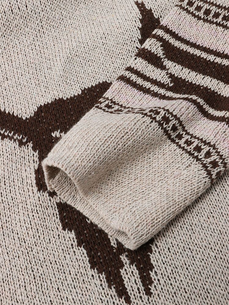 Einreihige Warme Strickjacken Mit Vintage-muster Für Herren