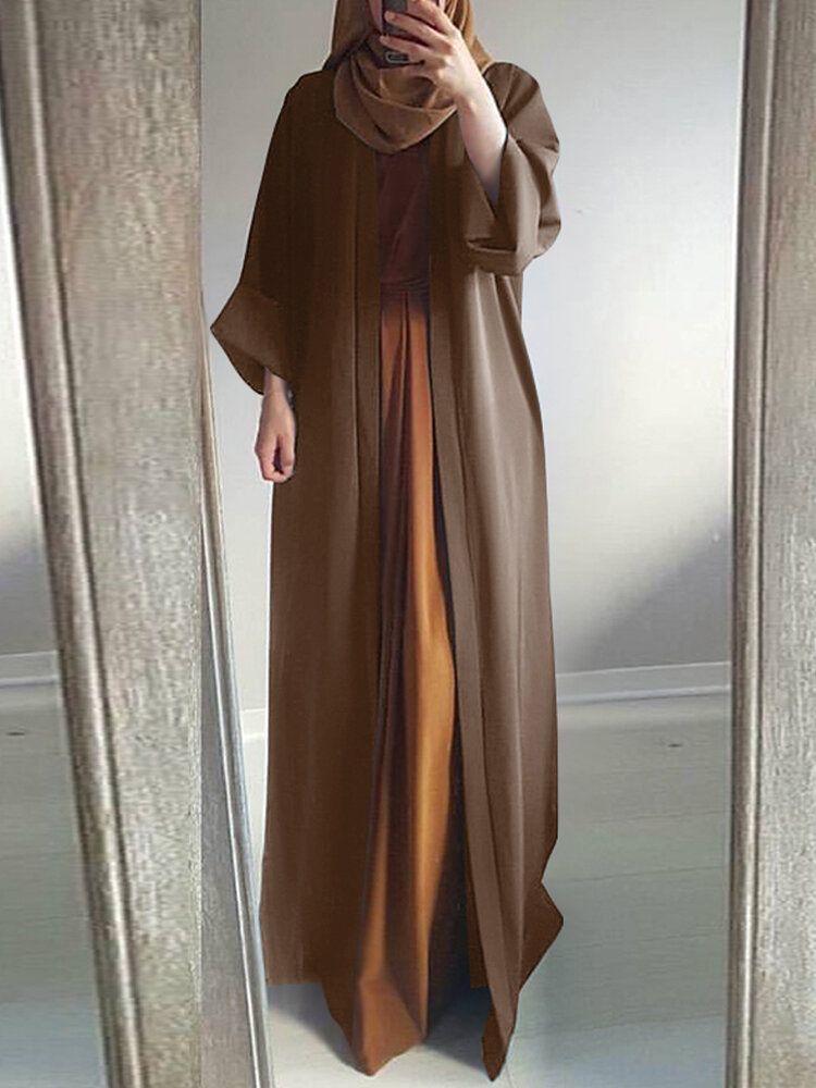 Frauen-weinlese-normallack-lose Beiläufige Strickjacke Abaya Kaftan Langarm-robe