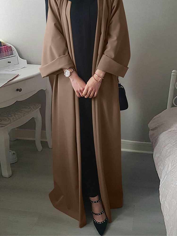 Frauen-weinlese-normallack-lose Beiläufige Strickjacke Abaya Kaftan Langarm-robe