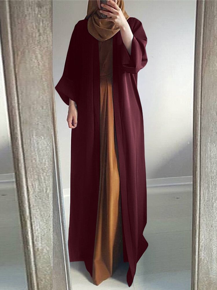 Frauen-weinlese-normallack-lose Beiläufige Strickjacke Abaya Kaftan Langarm-robe