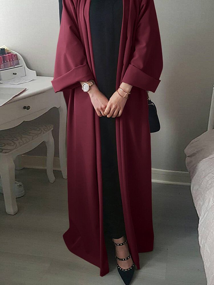 Frauen-weinlese-normallack-lose Beiläufige Strickjacke Abaya Kaftan Langarm-robe