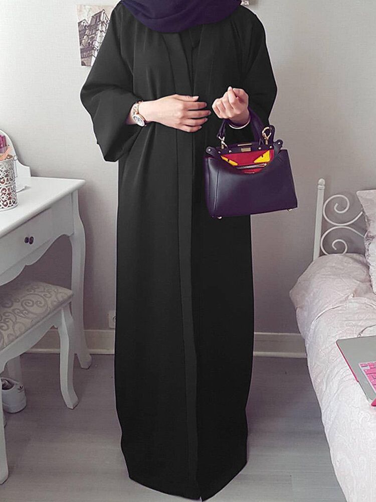 Frauen-weinlese-normallack-lose Beiläufige Strickjacke Abaya Kaftan Langarm-robe