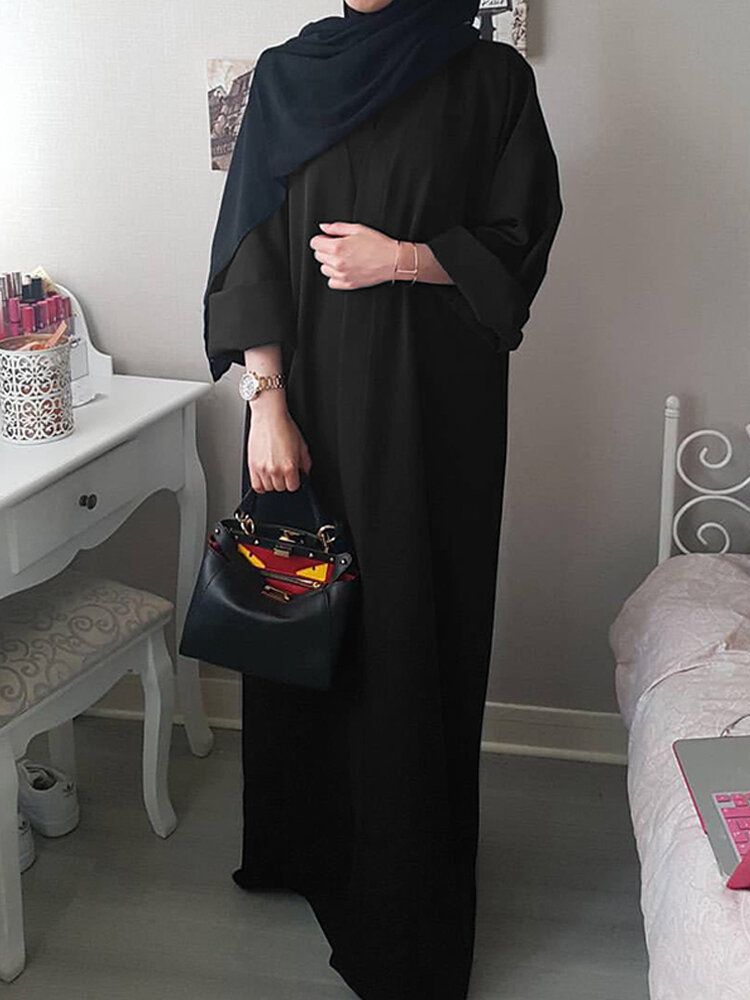 Frauen-weinlese-normallack-lose Beiläufige Strickjacke Abaya Kaftan Langarm-robe