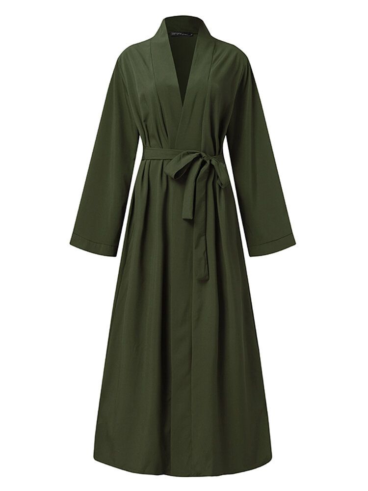 Frauen-weinlese-normallack-lose Beiläufige Strickjacke Abaya Kaftan Langarm-robe