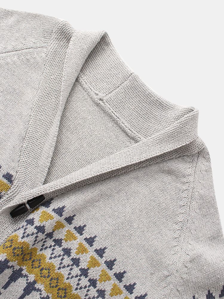 Lässige Cardigans Mit Raglanärmeln Gestrickt Mit Vintage-muster Für Herren