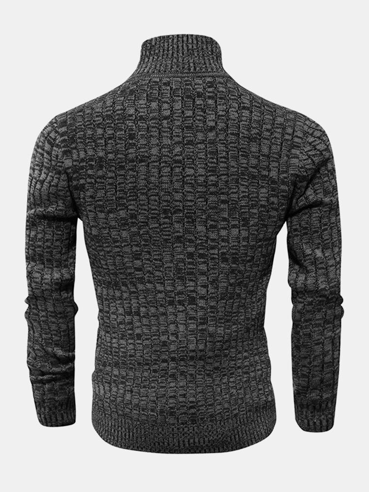 Langärmliger Pullover Mit Geripptem Strickreißverschluss Und Tasche Für Herren