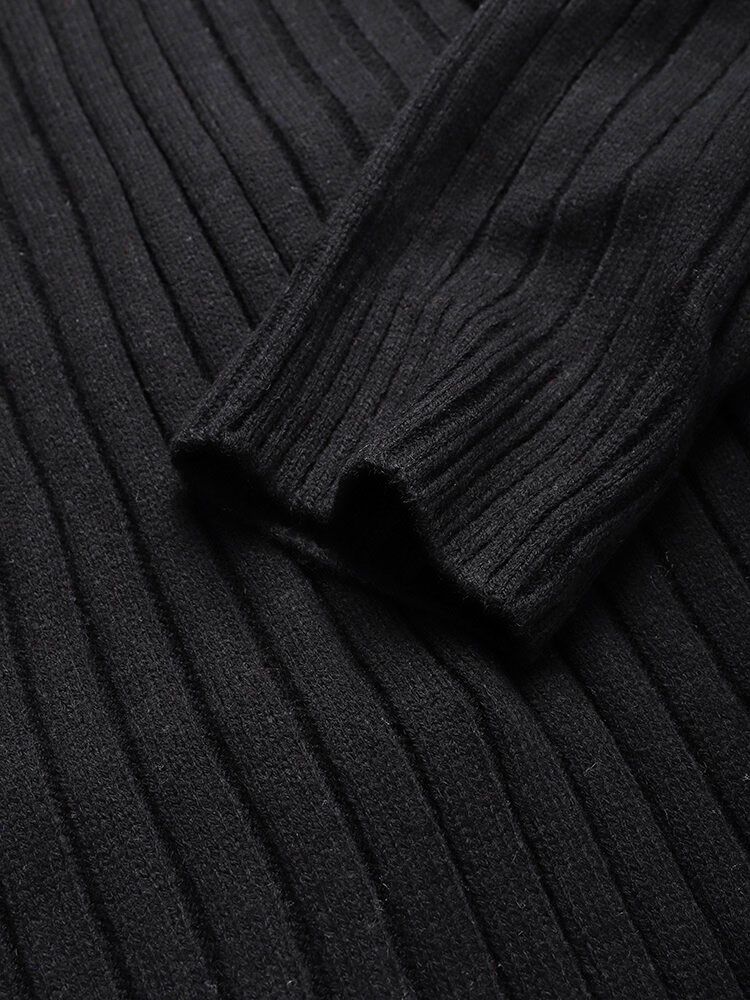 Langärmliger Pullover Mit Geripptem Strickreißverschluss Und Tasche Für Herren