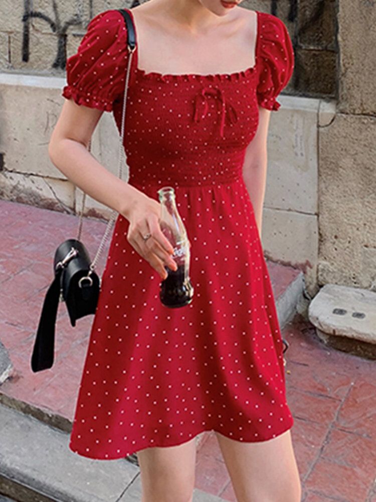 Freizeit-sommerferienkleid Mit Puffärmeln Für Damen