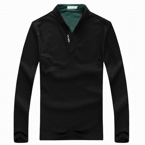 6 Farben Herren Sport Einfarbig Langärmliges Golfhemd Casual Stehkragen Tops