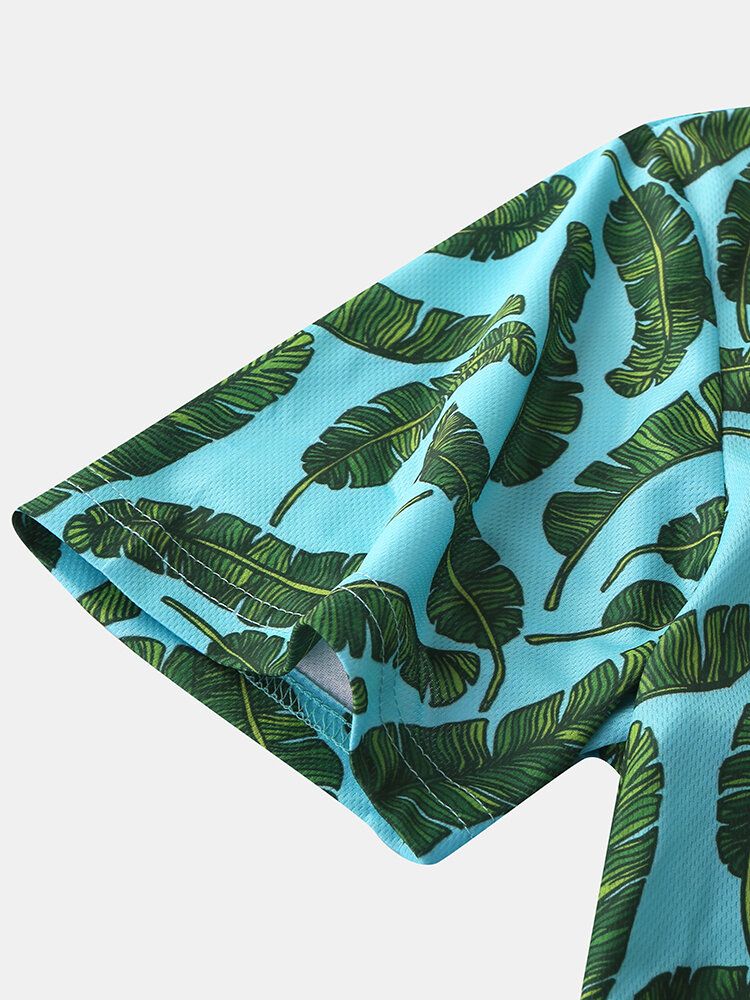 Herren Casual Holiday Banana Leaf Print Golfhemd