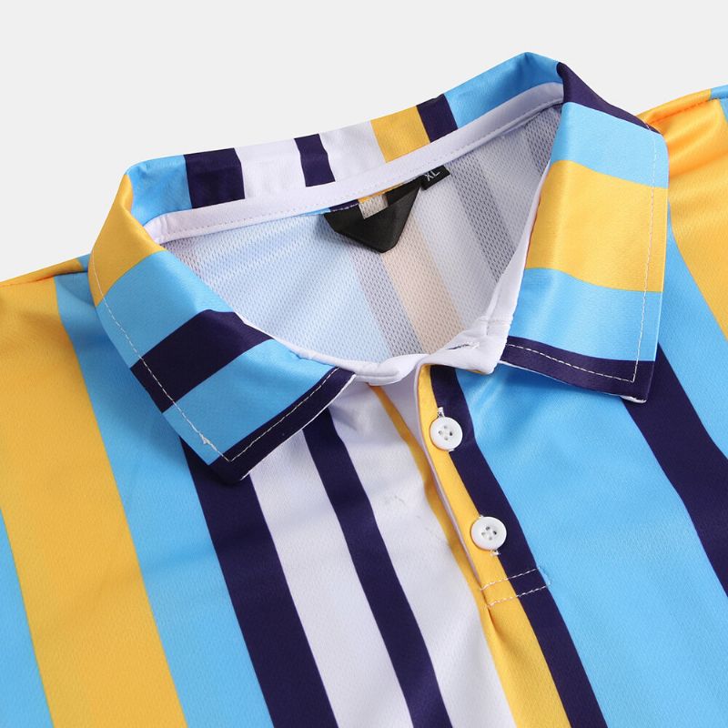 Herren Sommer Bunt Gestreifte Casual Golf Shirts