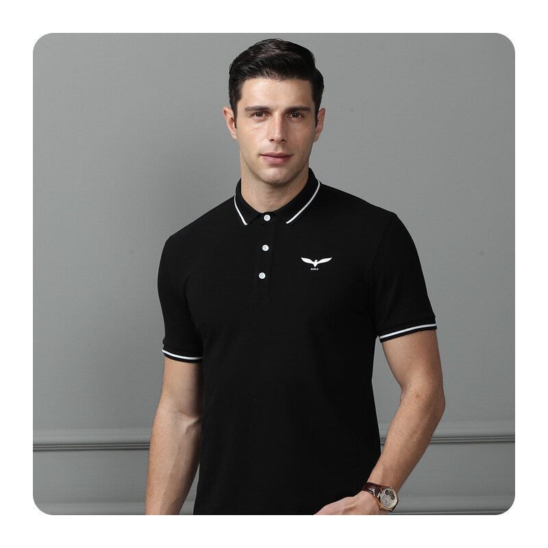 Kurzärmliges Golf-casual-t-shirt Aus Bestickter New Business-baumwolle Für Herren