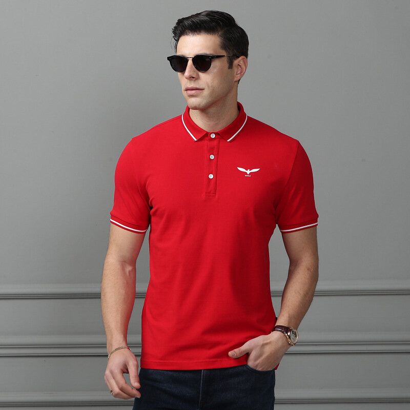 Kurzärmliges Golf-casual-t-shirt Aus Bestickter New Business-baumwolle Für Herren