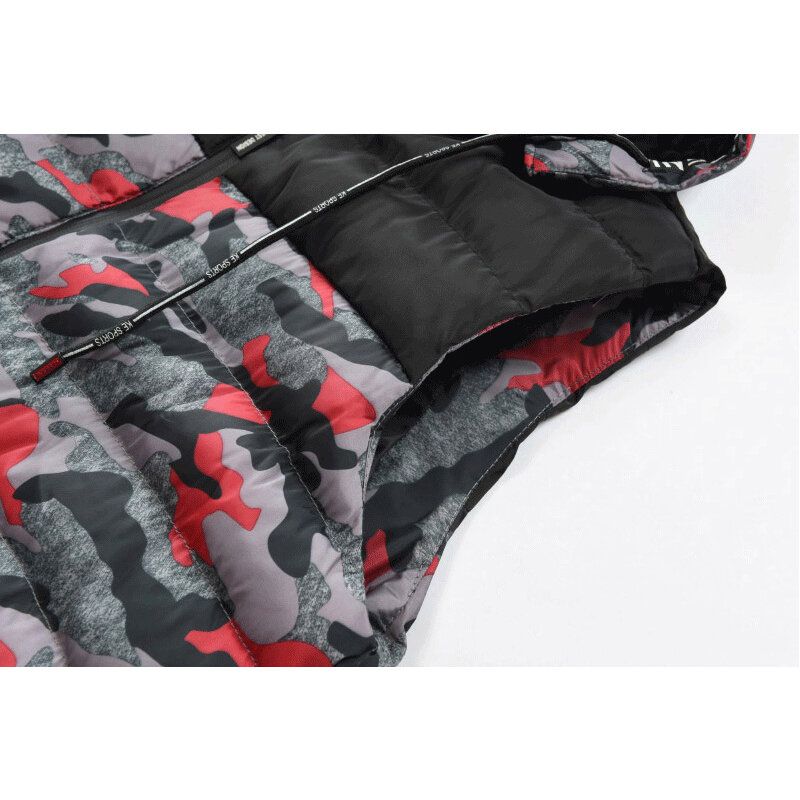 Herren-camouflage-patchwork-weste Mit Abnehmbarer Kapuze Und Dicker Warmer Wattierung