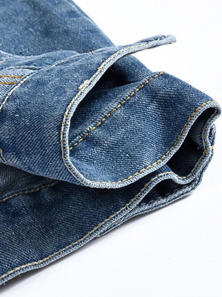 Lässige Weste Aus Denim Mit Zwei Taschen Und Umlegekragen Für Herren