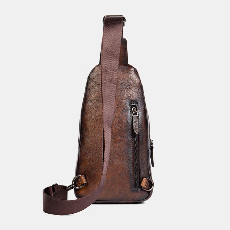 Ekphero Herren Erste Schicht Rindsleder Multi-pocket Anti-diebstahl Brusttasche Messenger Bag Crossbody Umhängetaschen