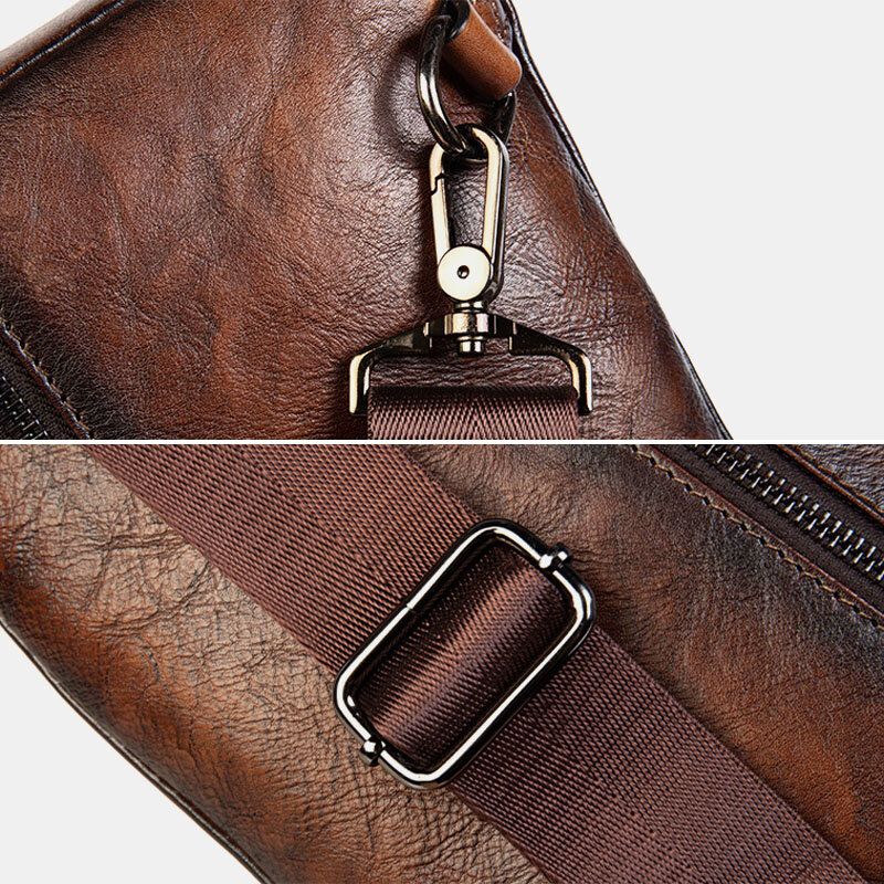 Ekphero Herren Erste Schicht Rindsleder Multi-pocket Anti-diebstahl Brusttasche Messenger Bag Crossbody Umhängetaschen