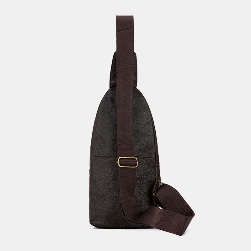 Herren Echtes Leder Mehrlagig Wasserdicht Lässig Umhängetasche Brusttasche Sling Bag