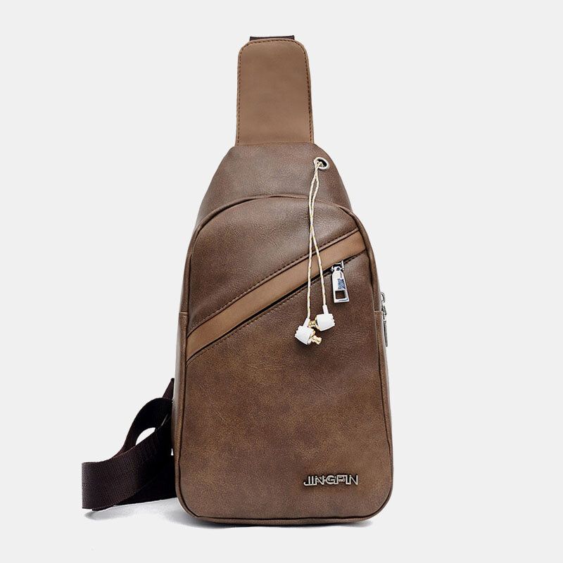 Herren Große Kapazität Kopfhörerloch Business Multi-pocket Crossbody Bag Chest Bag Sling Bag