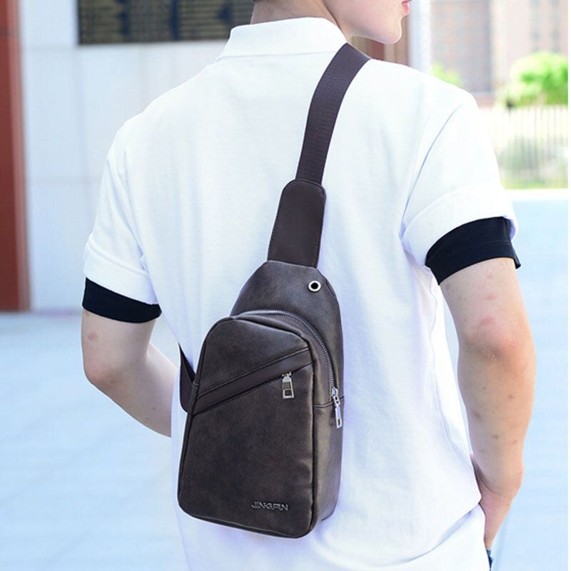 Herren Große Kapazität Kopfhörerloch Business Multi-pocket Crossbody Bag Chest Bag Sling Bag