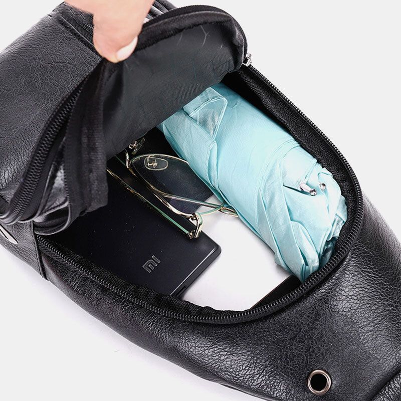 Herren Kopfhörerloch Business Umhängetasche Mit Mehreren Taschen Brusttasche Schultertasche