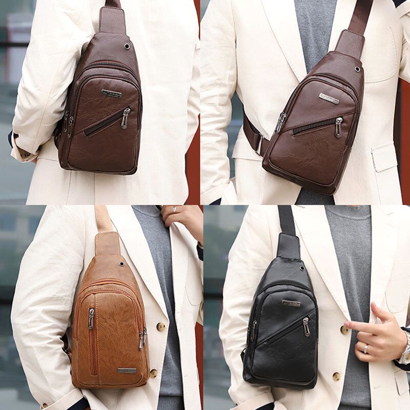 Herren Kopfhörerloch Business Umhängetasche Mit Mehreren Taschen Brusttasche Schultertasche