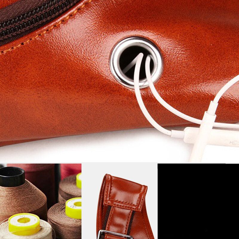 Herren Kunstleder Ölleder Business Casual Reise Wasserdicht Umhängetasche Brusttasche