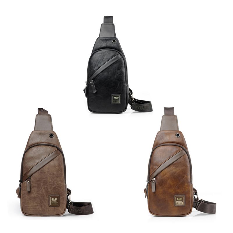 Herren-kunstleder-vintage-brusttasche Multi-fach-großraum-verschleißfeste Umhängetasche