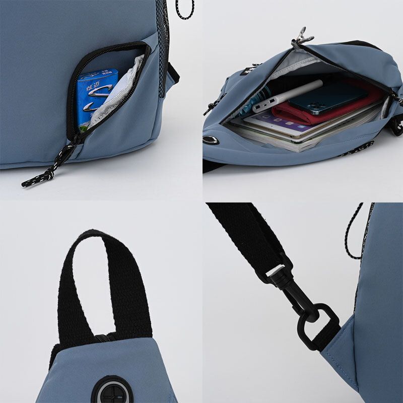 Herren-nylon-kopfhörerloch Wasserdicht Mit Großer Kapazität Brusttaschen Umhängetasche Crossbody-taschen Mit Ornamenten