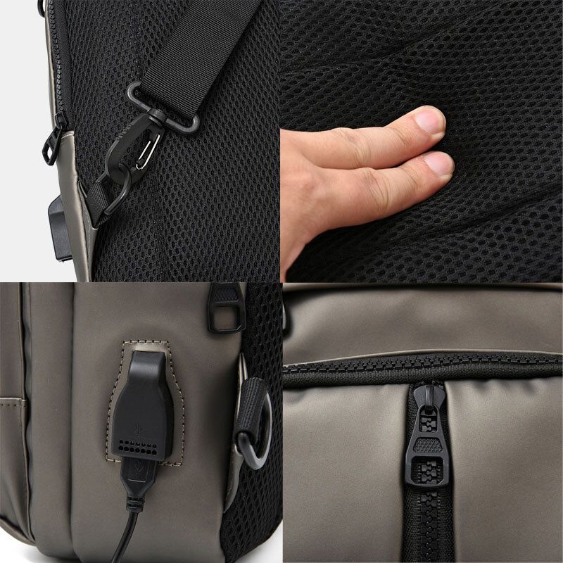 Herren Polyester Multi-carry Mittlere Kapazität Mit Usb-aufladung Brusttasche Umhängetasche