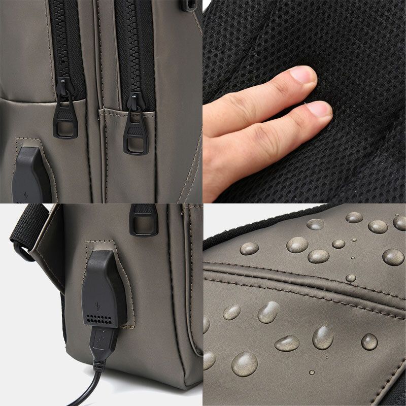 Herren Polyester Multi-carry Mittlere Kapazität Mit Usb-aufladung Brusttasche Umhängetasche