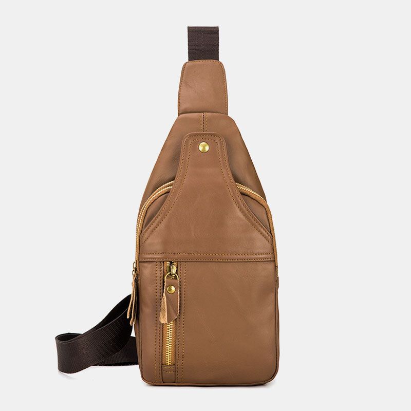 Herren-umhängetasche Aus Echtem Leder Retro Große Kapazität Brusttasche Umhängetasche