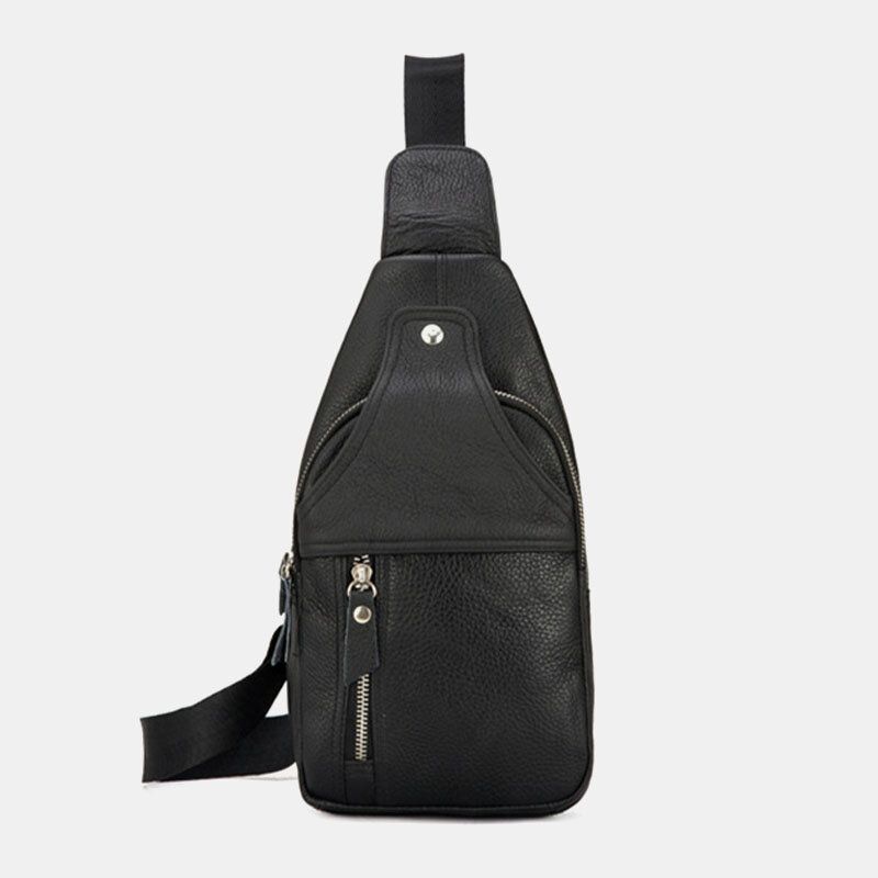 Herren-umhängetasche Aus Echtem Leder Retro Große Kapazität Brusttasche Umhängetasche