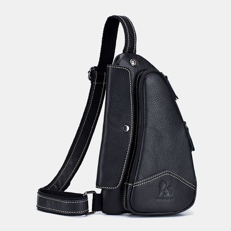 Männer Echtes Leder Rindsleder Dreieck Form Mode Retro Business Umhängetasche Brusttasche