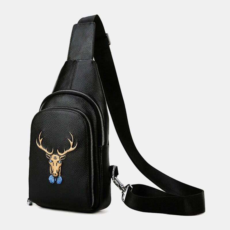 Männer Echtes Leder Tiermuster Mode Cool Business Umhängetasche Brusttasche