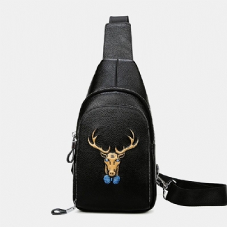 Männer Echtes Leder Tiermuster Mode Cool Business Umhängetasche Brusttasche