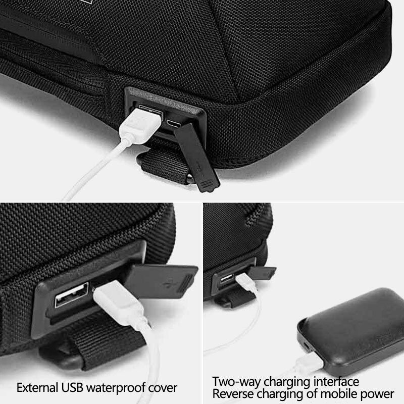 Männer Oxford Password Lock Anti-diebstahl Reflexstreifen Design Wasserdichte Umhängetasche Mit Mehreren Taschen Brusttasche