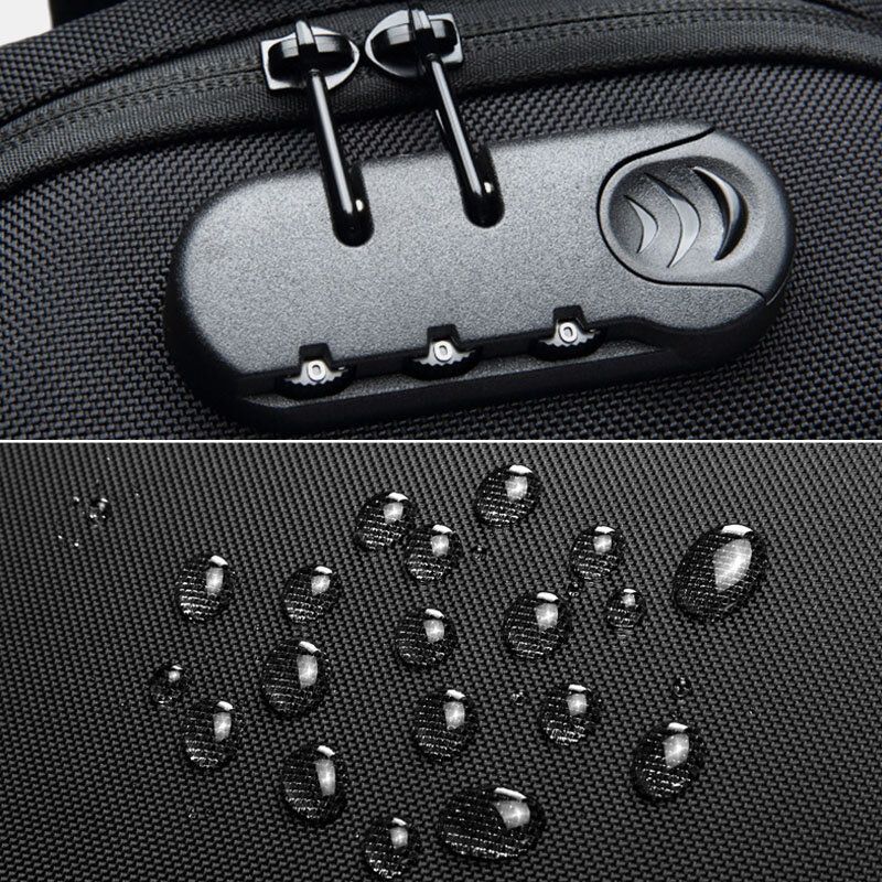 Männer Oxford Password Lock Anti-diebstahl Wasserdichtes Reflektierendes Design Umhängetasche Multi-fächer Usb Lade Brusttasche