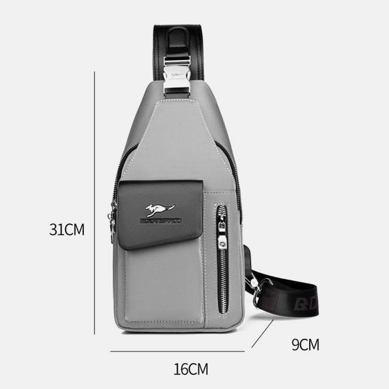 Männer Oxford Usb Ladekopfhörer Loch Design Brusttasche Wasserdichte Umhängetasche Mit Mehreren Taschen