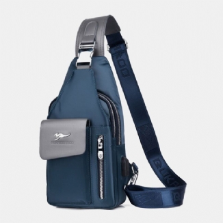 Männer Oxford Usb Ladekopfhörer Loch Design Brusttasche Wasserdichte Umhängetasche Mit Mehreren Taschen